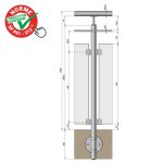 POTEAU PREMONTE - Ø42,4 x 2 mm - POUR 1 TIGE Ø12 mm + VERRE - FIXATION à L\'ANGLAISE