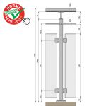 POTEAU PREMONTE CARRé 40 x 40 x 2 mm - POUR 1 TIGE Ø12 mm + VERRE - FIXATION à LA FRANçAISE