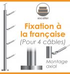 POTEAU PREMONTE Ø42,4 x 2 mm -  POUR 4 CABLES GAMME DESIGN - FIXATION à LA FRANçAISE