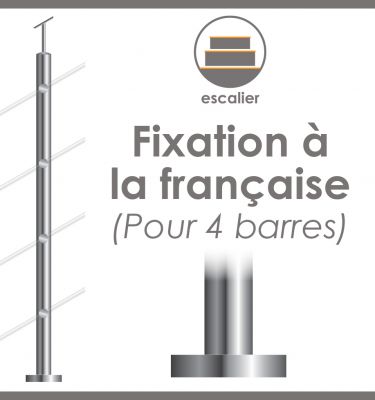 POTEAU PREMONTE �42,4 x 2 mm - POUR 4 TIGES DE �12 mm - Fixation Fran�aise