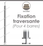 POTEAU PREMONTE Ø42,4 x 2 mm - POUR 4 TIGES DE Ø12 mm- FIXATION TRAVERSANTE