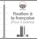 POTEAU PREMONTE Ø42,4 x 2 mm - POUR 5 TIGES Ø12 mm - FIXATION à LA FRANçAISE