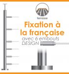 POTEAU PREMONTE Ø42,4 x 2 mm - POUR 6 CABLES DESIGN - FIXATION FRANCAISE