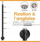 POTEAU PREMONTE Ø42,4 x 2 mm - POUR MONTAGE 5 CABLES DESIGN - FIXATION ANGLAISE - DARK GREY