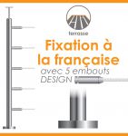 POTEAU PREMONTE Ø42,4 x 2 mm - POUR MONTAGE 5 CABLES DESIGN - FIXATION FRANCAISE