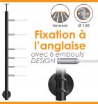 POTEAU PREMONTE Ø42,4 x 2 mm - POUR MONTAGE 6 CABLES DESIGN - FIXATION ANGLAISE - NOIR ANTHRACITE