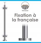 POTEAU PREMONTE Ø42,4 x 2 mm - POUR VERRE TOTAL - FIXATION à LA FRANçAISE