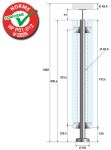 POTEAU PREMONTE Ø42,4 x 2 mm - POUR VERRE TOTAL - FIXATION à LA FRANçAISE