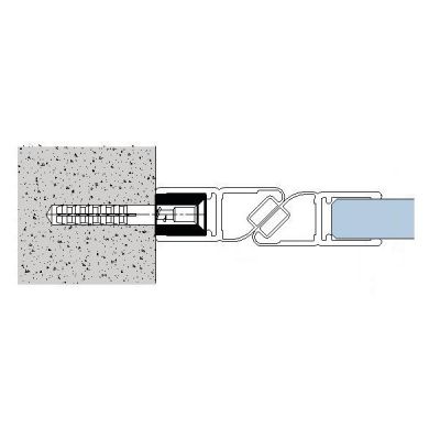Profil mural & Joint d\'�tanch�it� magn�tique - Longueur 2500 mm - Ep. verre 6-8 mm