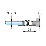 Profil mural & Joint d\'étanchéité magnétique - Longueur 2500 mm - Ep. verre 6-8 mm