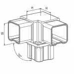 Raccord 3 départs 90° carré