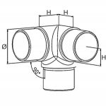 Raccord 3 départs 90° poli miroir