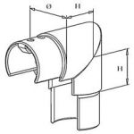 Raccord 90° vertical poli miroir