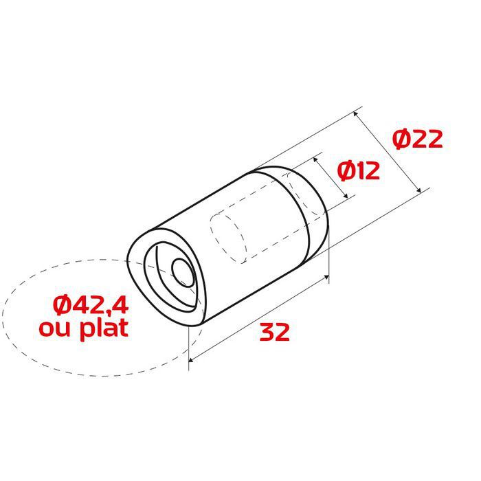Support axial sur tube pour barre Ø12 mm 
