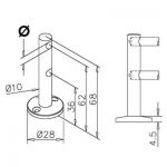 Support double borgne - aspect inox brossé