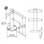 Support double traversant - aspect inox brossé