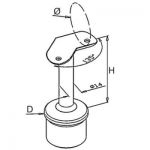 Support fixe à 45° main courante ronde poli miroir