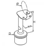 Support fixe à 90° main courante ronde poli miroir