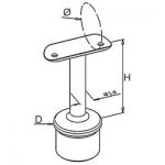 Support fixe main courante ronde poli miroir