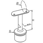 Support fixe main courante ronde poli miroir