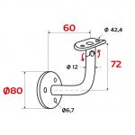 Support main courante murale orientable