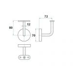 Support mural main courante ronde Ø42,4 mm avec cache