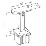 Support orientable carré main courante plate