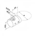 SUPPORT TRANSVERSAL DROITE/ TUBE Ø42,4 mm  - CABLE Ø4 mm - INOX 316