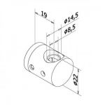 SUPPORT TRANSVERSAL GAUCHE/ PROFIL PLAT - CABLE Ø4 mm - INOX 316