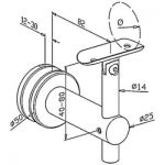 Support verre orientable main courante ronde