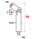 Tige taraudée M6 orientable - Forme carrée